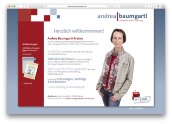 <a href='http://www.andrea-baumgartl-coaching.de' target='_blank'>www.andrea-baumgartl-coaching.de</a><br />Andrea Baumgartl - Communication. Coaching - Webvisitenkarte<br />Gemeinschaftsproduktion mit Sabine Perlinger von <a href='http://www.pool-x.de' target='_blank'>www.pool-x.de</a><br />Oktober 2015 - Technologie: HTML responsive (38/75)